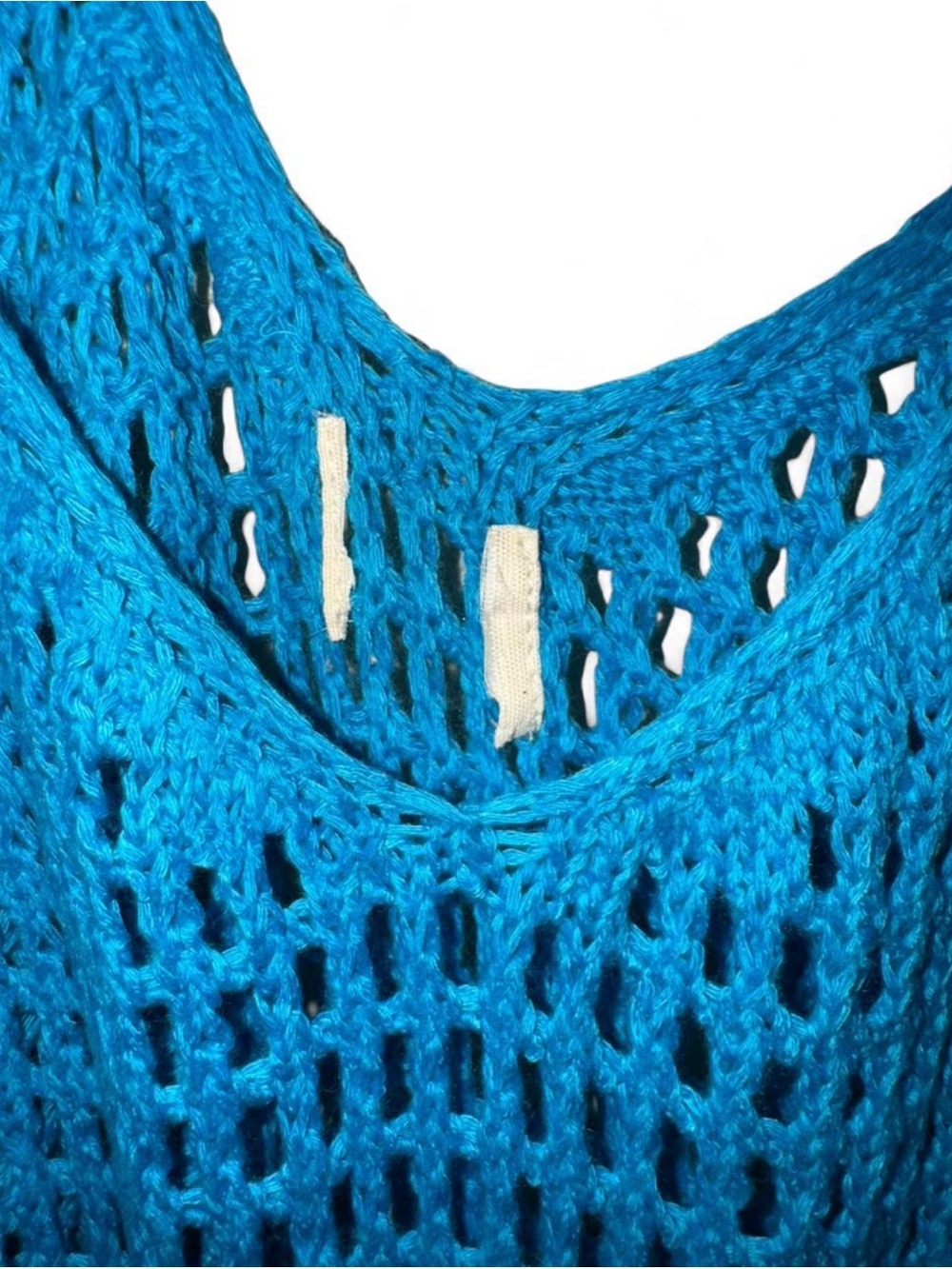 Turquoise Crochet Maxi Dress with Front Slit - Picture 5 of 5